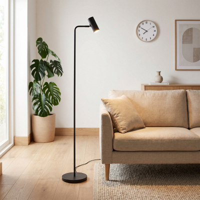 Modern gulv lampe sort, Carlos, med brytare