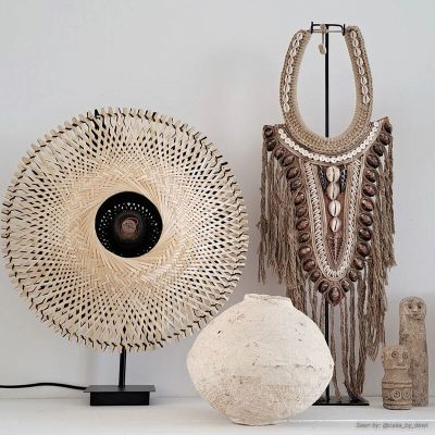 Rattan bordlampe brun, Cordoba, med brytare