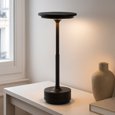 Modern genopladelige bordlampe sort, Arvind, 3W, varm til kold hvid justerbar LED, med brytare