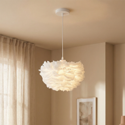 Stof pendler lampe hvid, Suzie