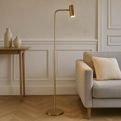 Modern gulv lampe messing, Carlos, med brytare