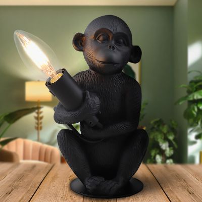 Modern bordlampe sort, Monkey, med brytare