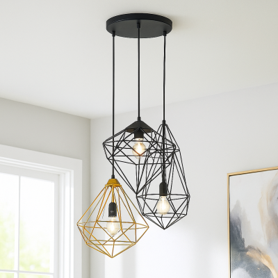 Industri pendler lampe sort, Nida