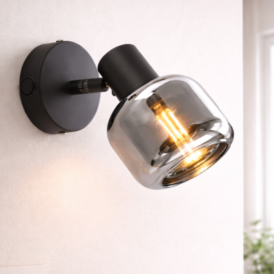 Modern vægspot sort, Craig, med brytare