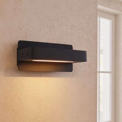Modern væglampe sort, Gregor, 10W, 3000K LED, med brytare
