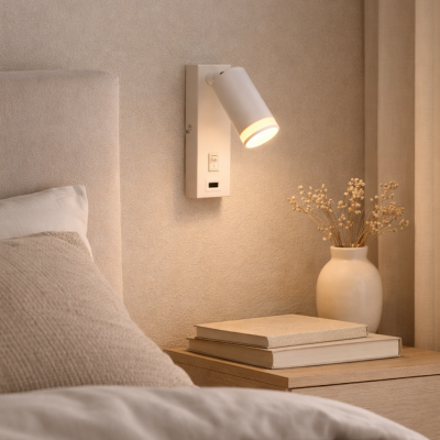 Modern vægspot hvid, Tara, med brytare