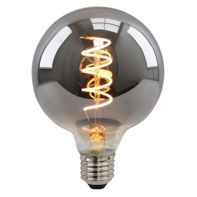 Dæmpbar Olucia E27 LED pære, Tuelo, G95, 4w, røgglas, 2200k