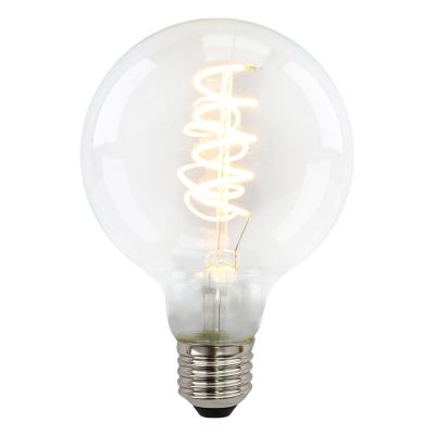 Dæmpbar Olucia E27 LED pære, Tuelo, G95, 4w, gennemsigtigt glas, 2700k