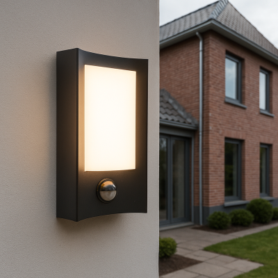 Modern udendørs væglampe med bevægelsessensor sort, Loris, 6W, 3000K LED, IP44