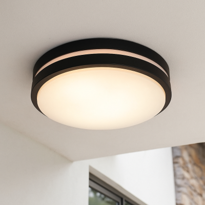 Plast udendørs loftslampe med bevægelsessensor sort, James, IP44