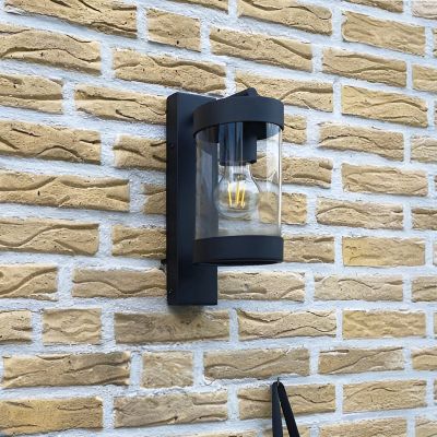 Modern udendørs væglampe med skumringssensor sort, Musa, IP44