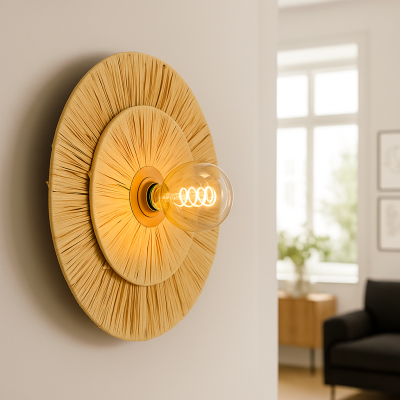 Papir væglampe brun, Daisy, med brytare