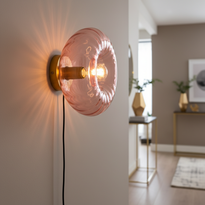 Retro væglampe lyserød, Diane, med brytare