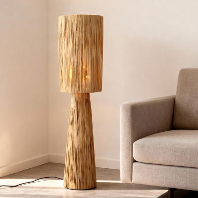 Papir gulv lampe brun, Daisy, med brytare