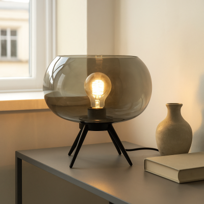 Design bordlampe grå, Vidro, med brytare
