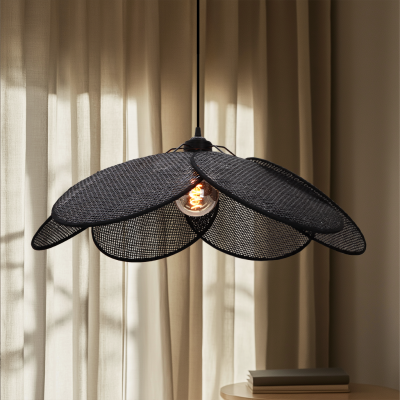 Rattan pendler lampe sort, Rowen