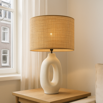 Rustik bordlampe hvid, Bette, med brytare