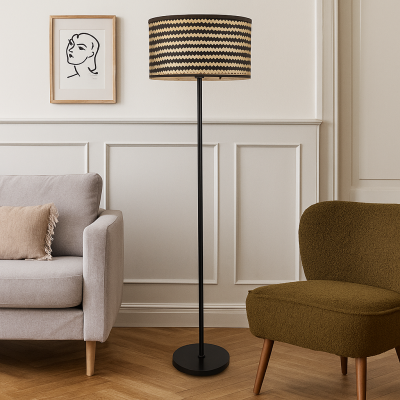 Bambus gulv lampe sort, Jildau, med brytare