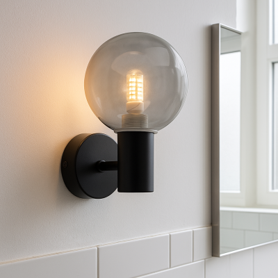 Modern væglampe badeværelse sort, Amer, IP44