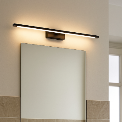 Modern spejllampe sort, Steffy, 8W, 3000K LED, IP44