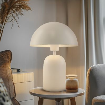 Modern bordlampe hvid, Isha, med brytare
