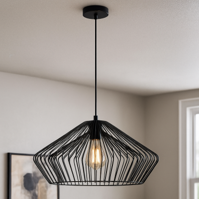 Industri pendler lampe sort, Matti