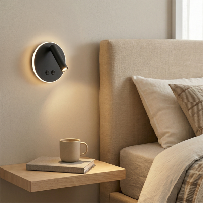 Modern væglampe sort, Robbie, 10W, 4000K LED, med brytare