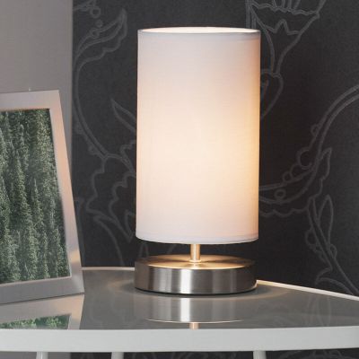 Stof bordlampe hvid, Merinde, med brytare