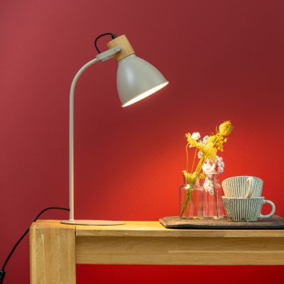 Rustik bordlampe taupe, Thalina, med brytare