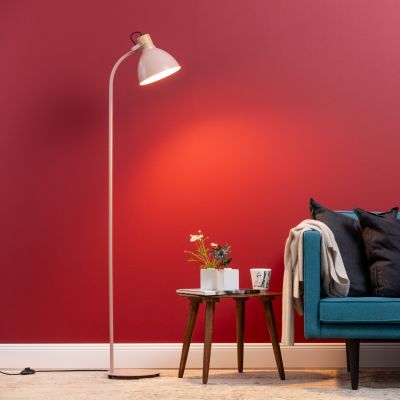 Rustik gulv lampe lyserød, Thalina, med brytare