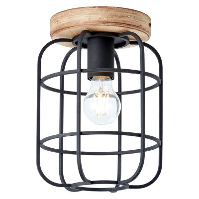 Træ loftlampe sort, Taede