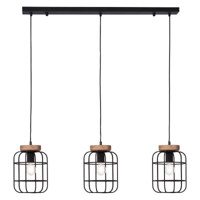 Træ pendel lampe spisebord sort, Taede