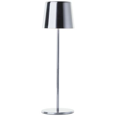 Modern genopladelig udendørs bordlampe nikkel, Skander, 4W, varm til kold hvid justerbar LED, IP44, med touch lysdæmper