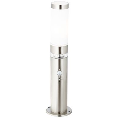Plast udendørslampe gulvlampe med skumringssensor krom, Sage, 2W, 3000K LED, IP44
