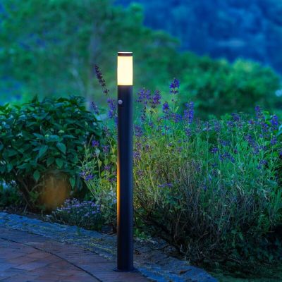 Metal udendørslampe gulvlampe med bevægelsessensor sort, Meis, IP44