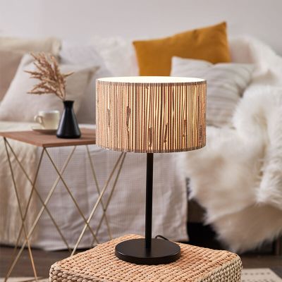 Rustik bordlampe beige, Wenda, med brytare