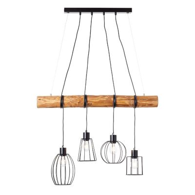 Træ pendler lampe sort, Fevzi
