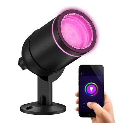 Sort smart udendørslampe aluminium, Halo, 4W, RGBW LED, IP54