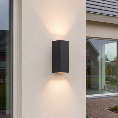 Sort up down væglampe aluminium, Dion, 8W, 3000K LED, IP54
