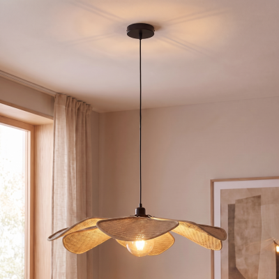 Rustik pendler lampe beige, Vere