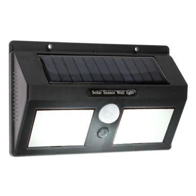 Sort udendørs væglampe solcelle plast, Albert, 8W, 6000K LED, IP65
