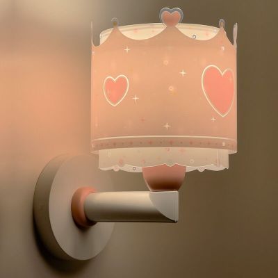 Lyserød væglampe til børneværelse plast, Queen