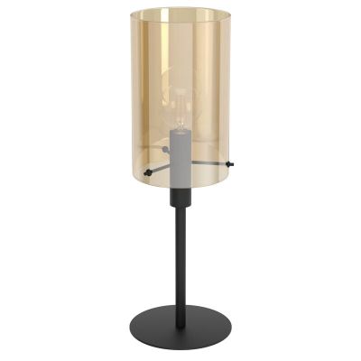 Sort modern bordlampe stål, Ritesh, med brytare