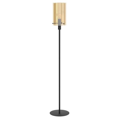 Sort modern gulv lampe stål, Ritesh, med brytare