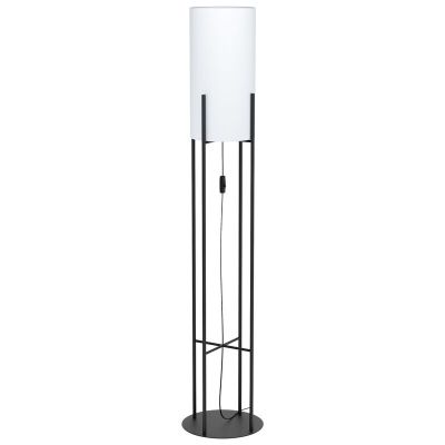 Sort retro gulv lampe stål, Patty, med brytare