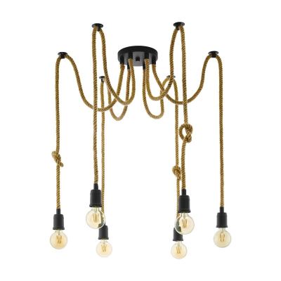 Sort industri pendler lampe stål, Simeon
