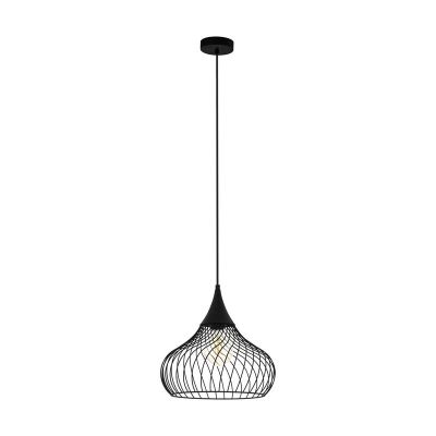 Sort industri pendler lampe stål, Vanessa