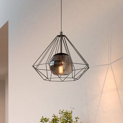Sort industri pendler lampe stål, Yuen