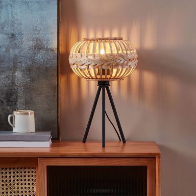 Brun rustik bordlampe metal, Firenze, med brytare