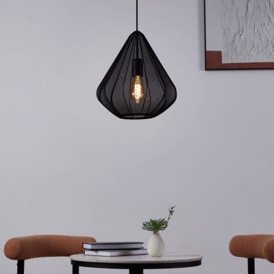 Sort industri pendler lampe stål, Agnese